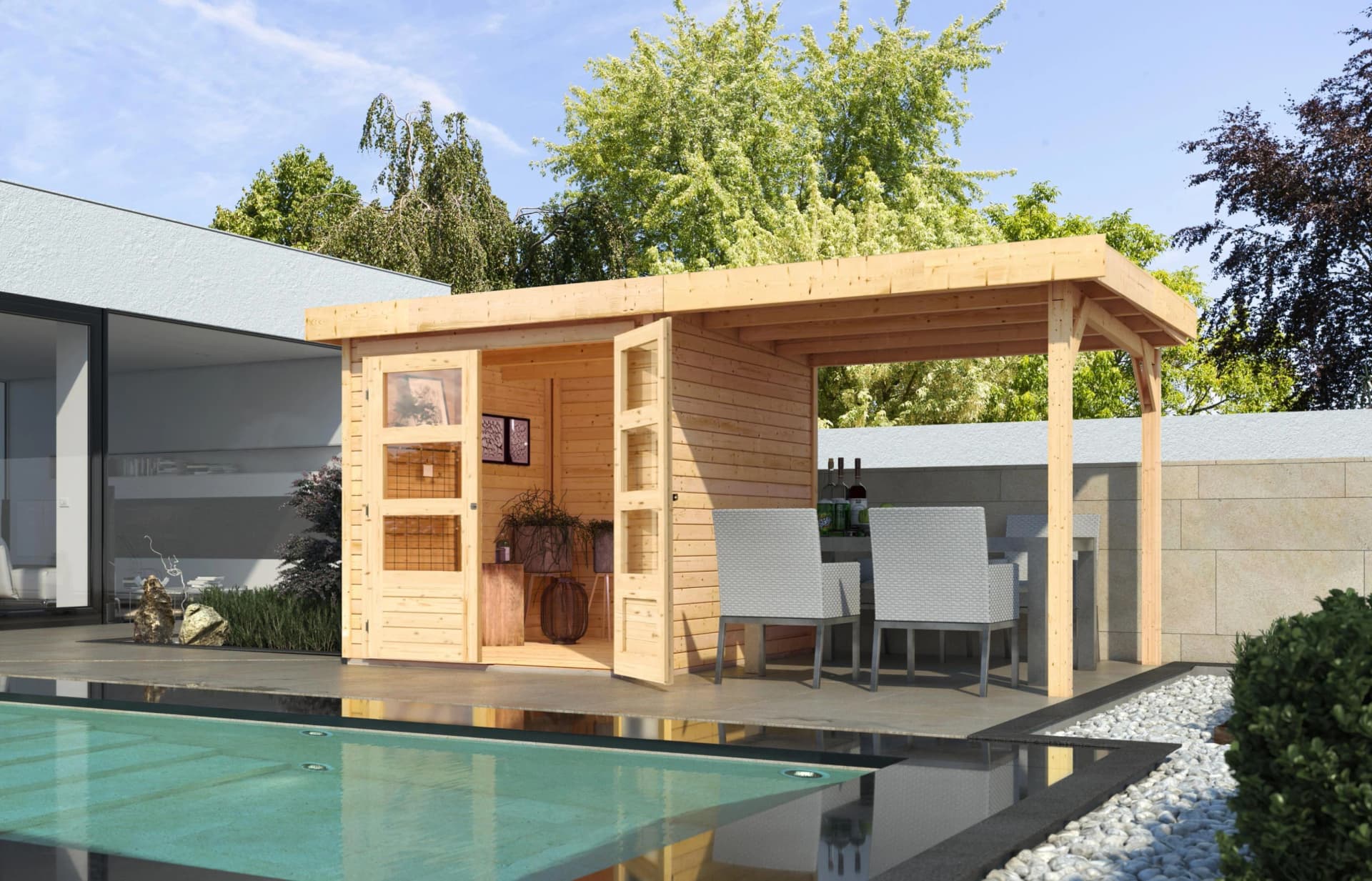 Gartenhaus KONIFERA Arkur 2 Massivholz Flachdach