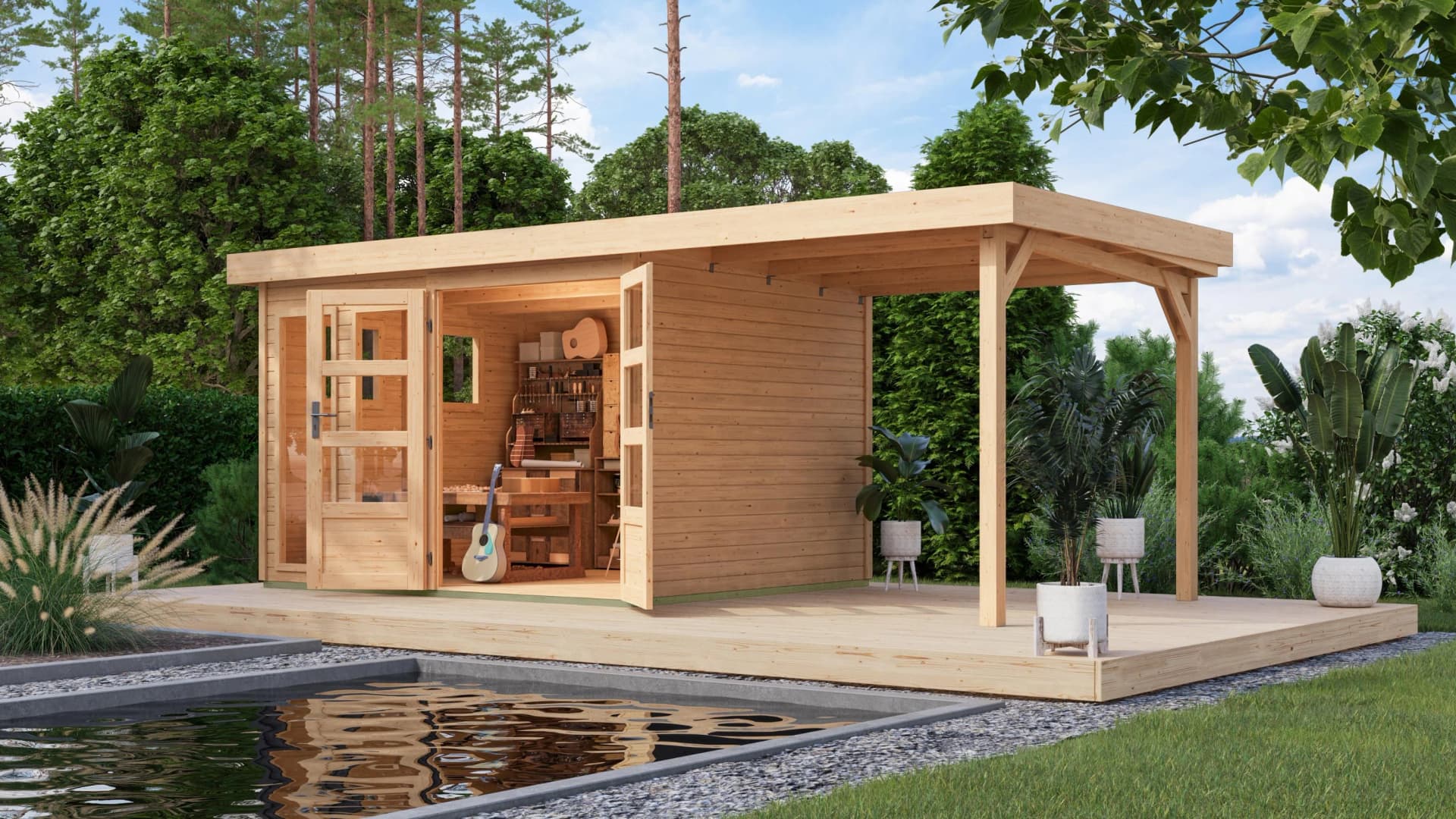 Gartenhaus KONIFERA Pentus 5 Massivholz naturbelassen