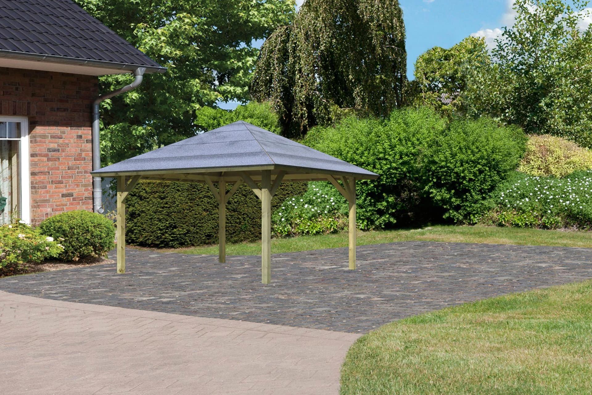 Pavillon KARIBU Kirn 1 Quadratisch Kiefer 431x315x431 cm