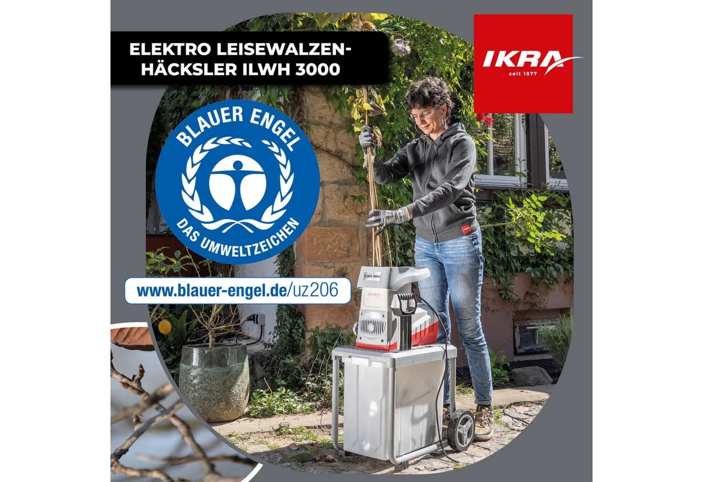 IKRA Elektro-Walzenhäcksler ILWH 3000 4,5 cm max. Astdurchmesser 3000 Watt Walzentechnik