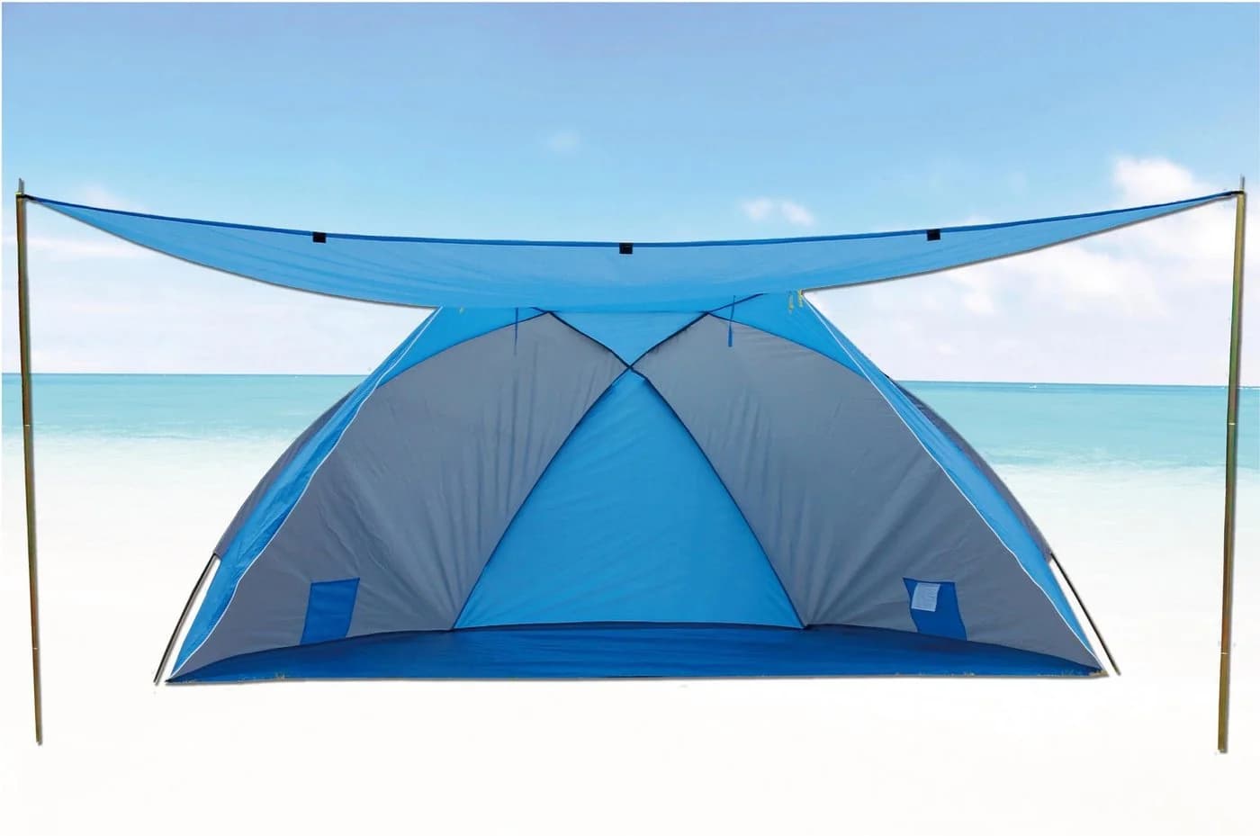 EXPLORER Strandmuschel mit Sonnendach Blau