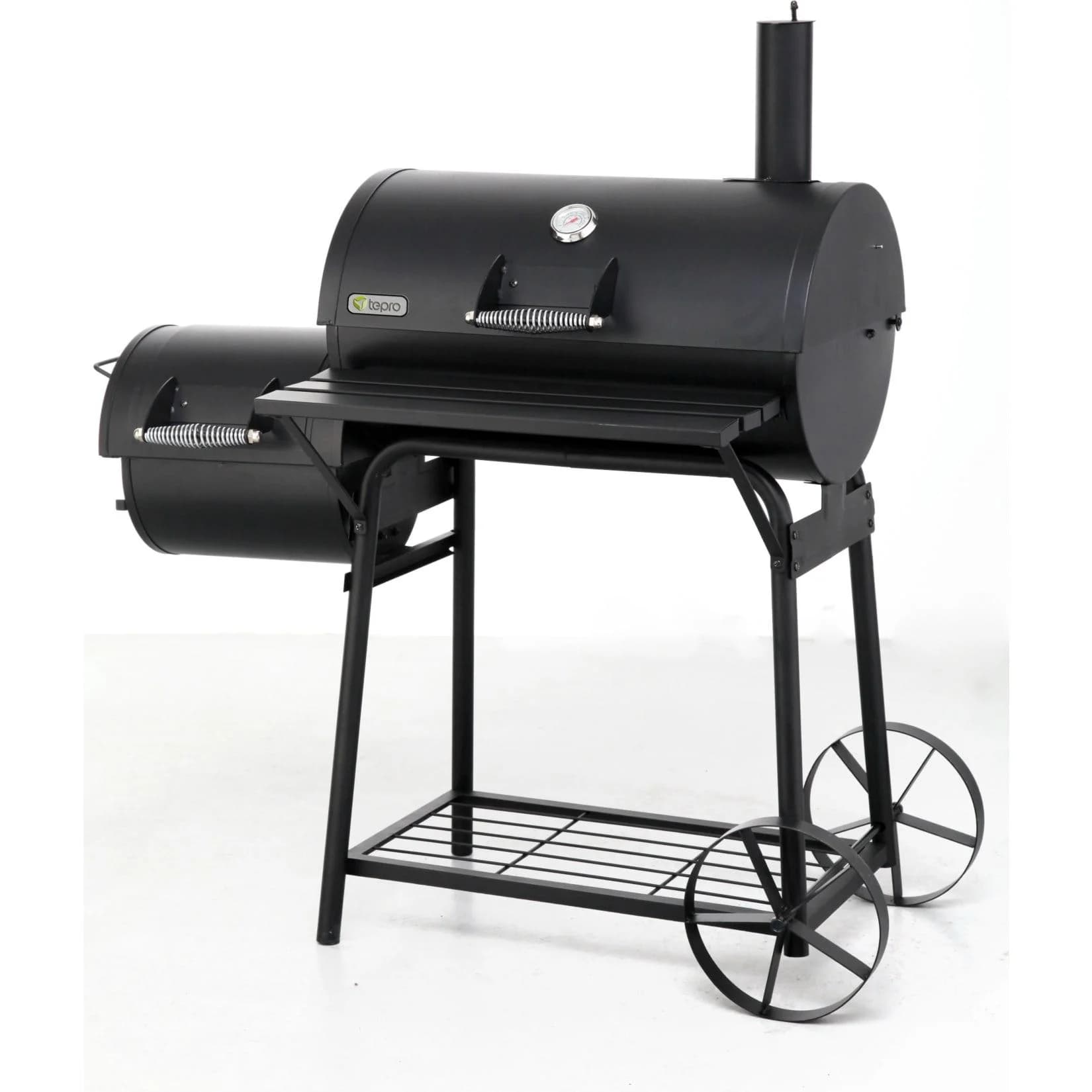 Tepro Smoker Biloxi Schwarz mit Rollen und Thermometer