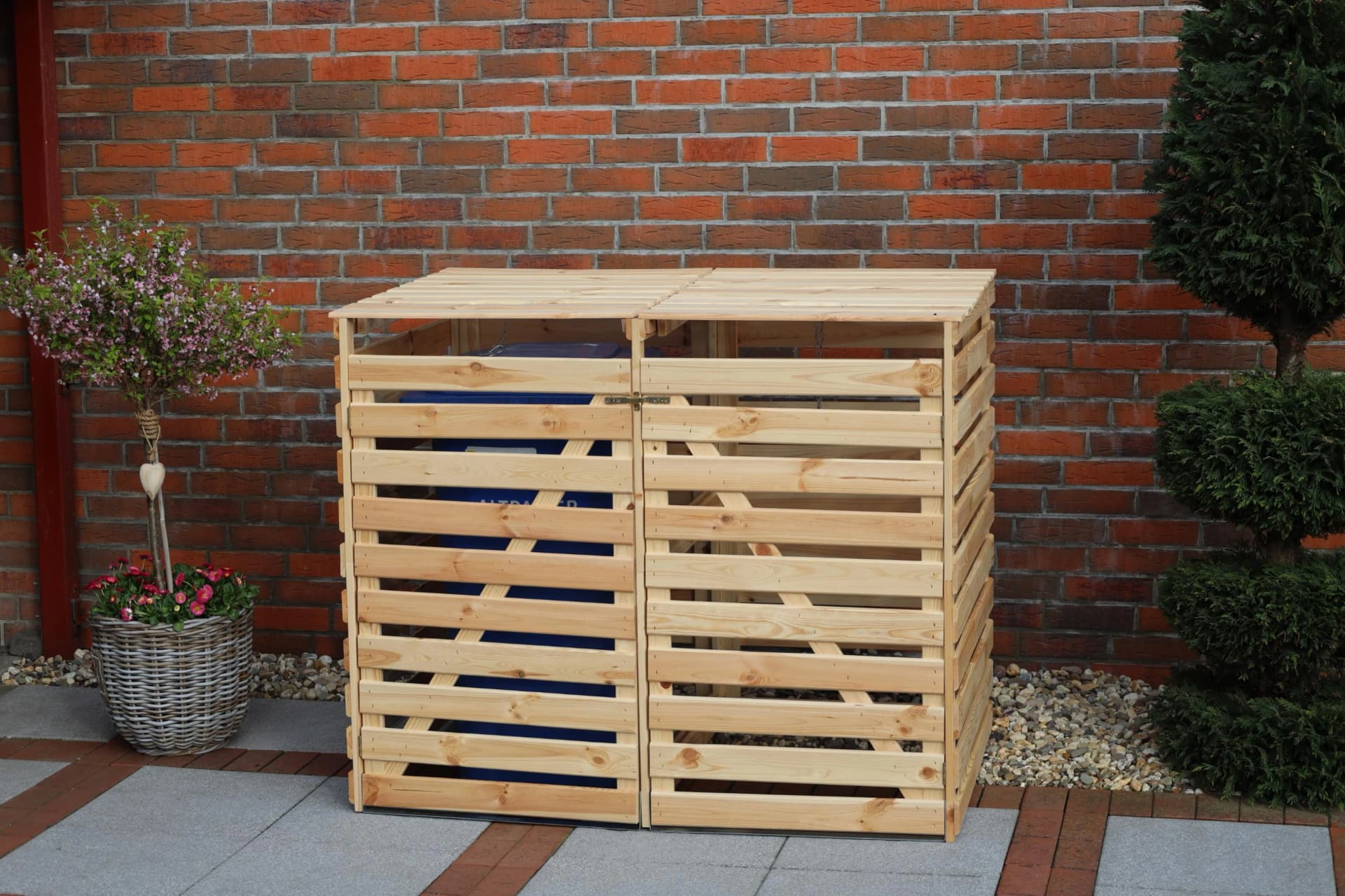 PROMADINO Mülltonnenbox Vario V Beige Kiefernholz