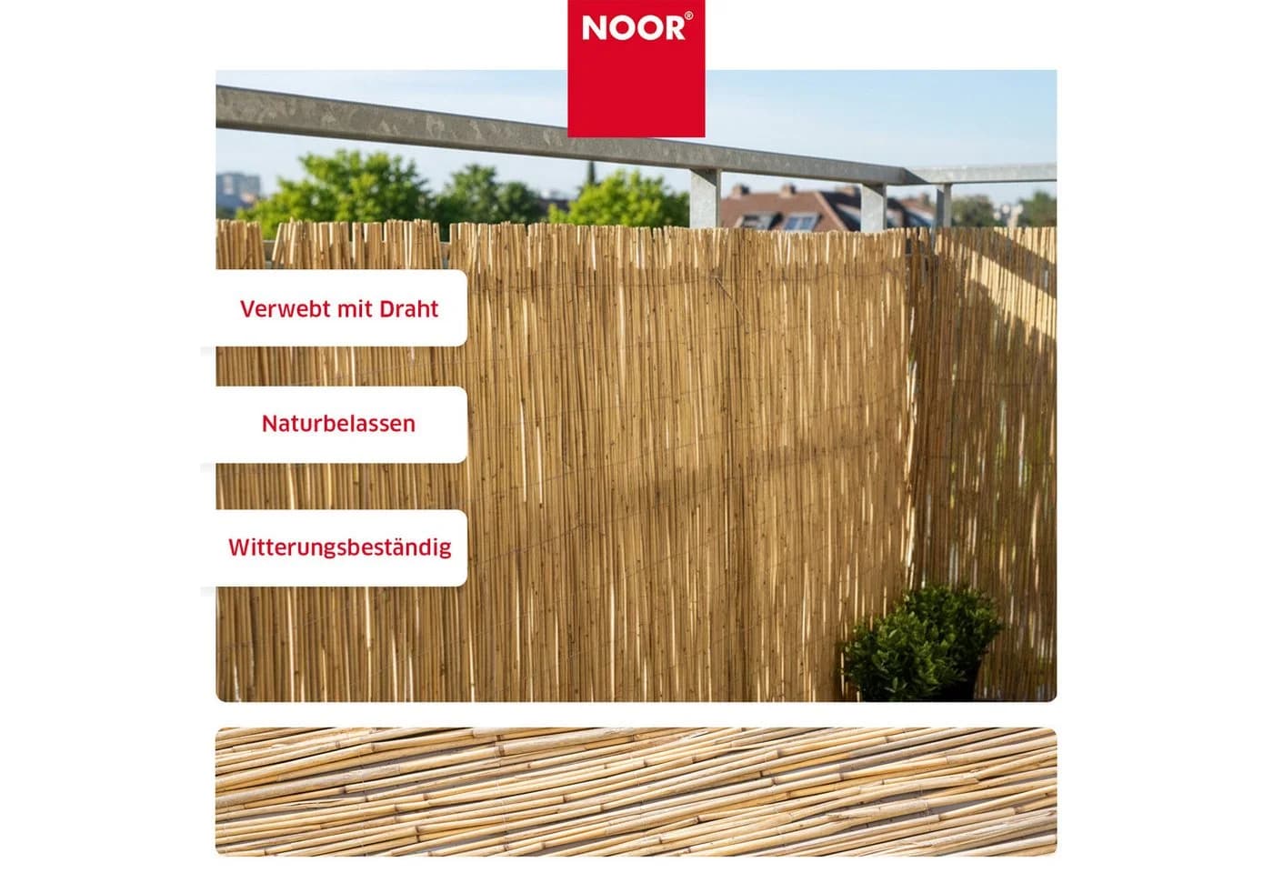 NOOR Sichtschutzzaunmatte Schilfrohrmatte ST. TROPEZ, natürlicher Sichtschutz aus Schilf