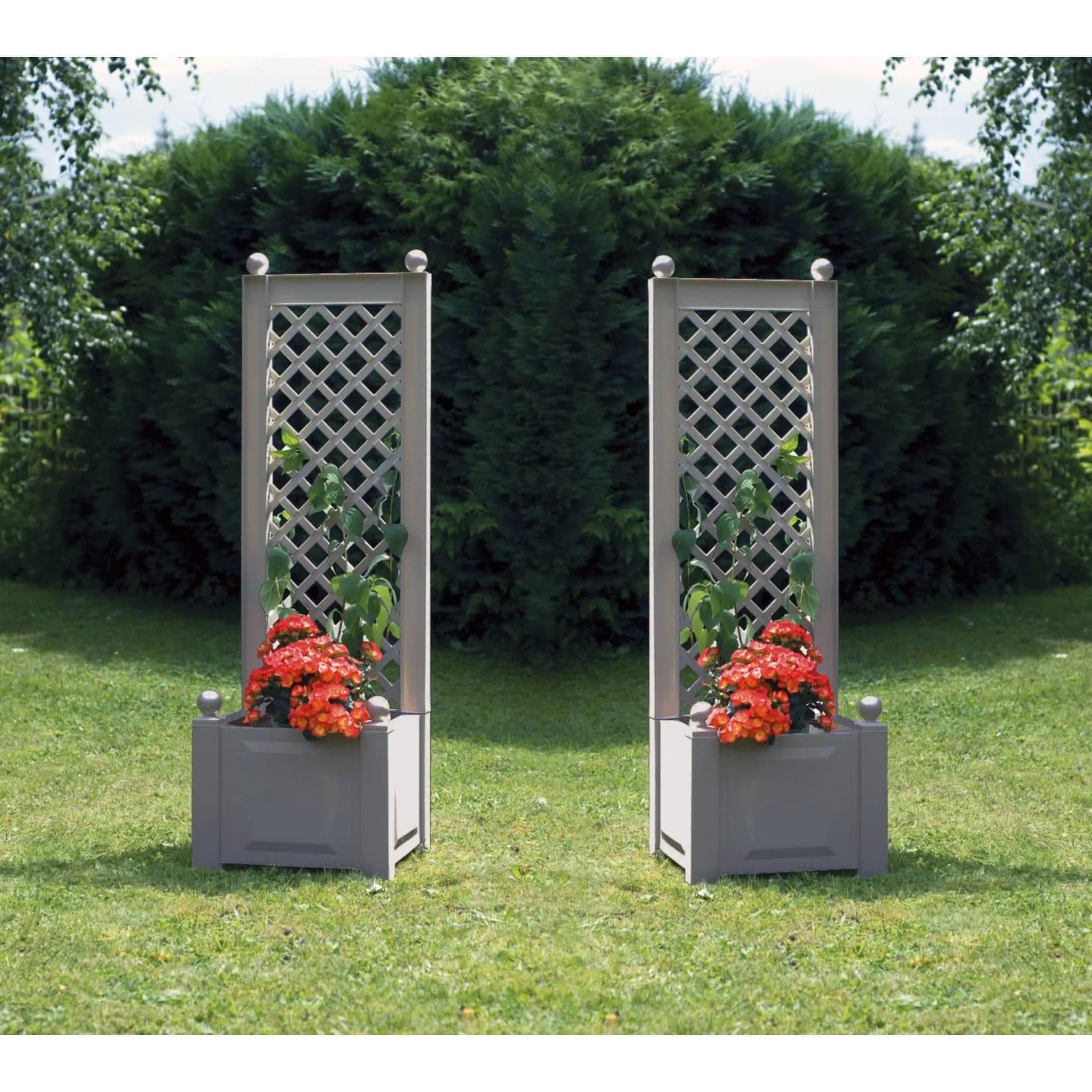 KHW Pflanzkasten mit Spalier 43 cm - 2er-Set Grau