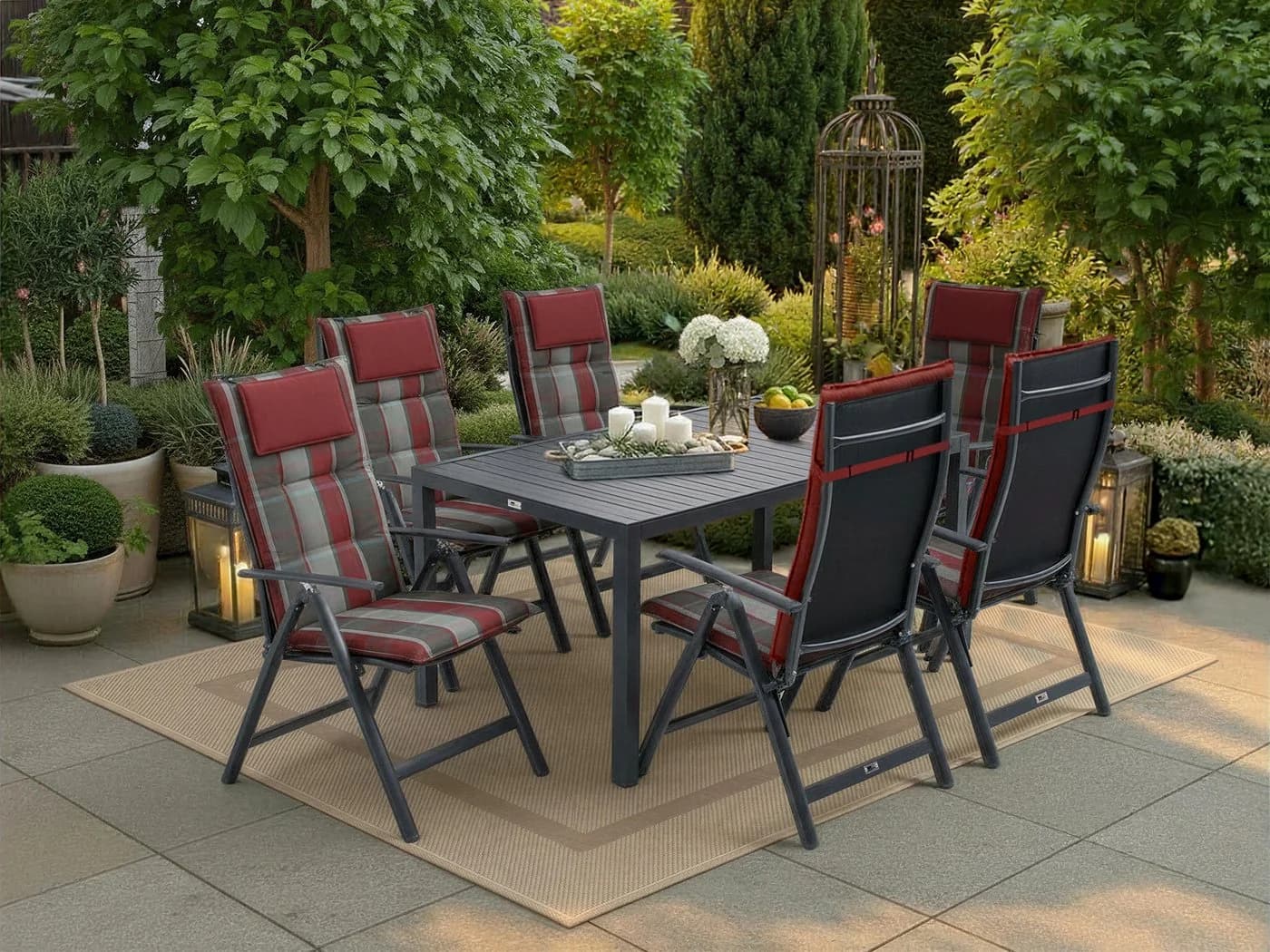 GO-DE Hochlehnerauflage Set Rot 2-tlg. Polyester