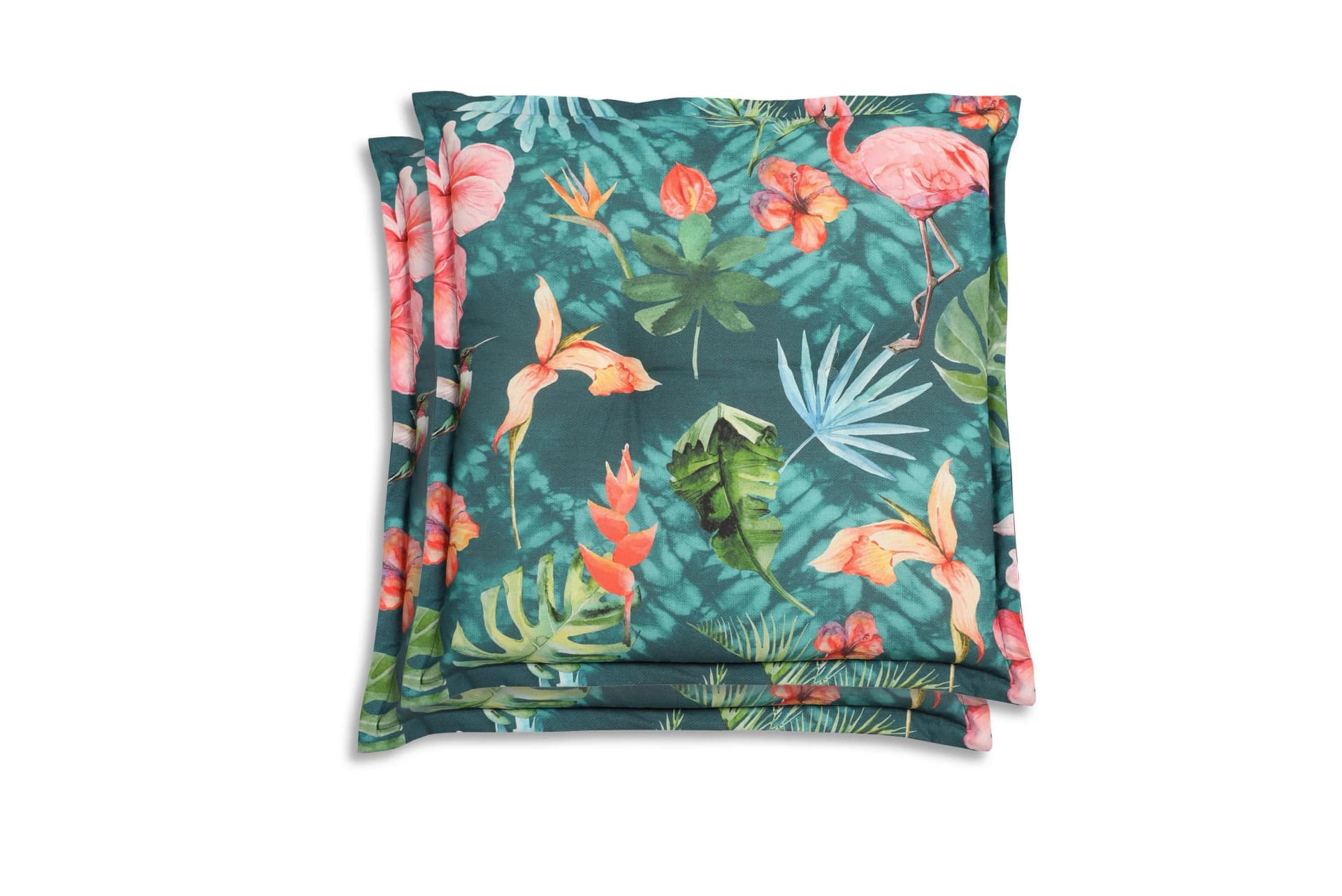 Gartensitzkissen 2-teilig Flamingo Blau/Grün/Rosa