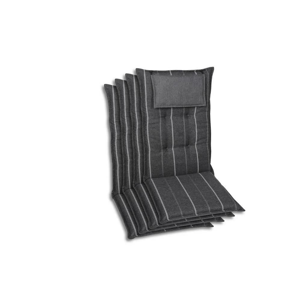 XXXLutz Sesselauflagenset Streifen Grau Textil 4-teilig Outdoor-Kissen