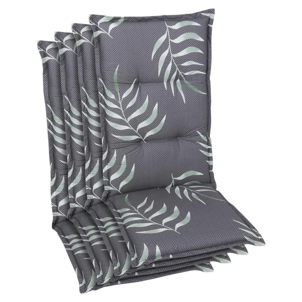 Sesselauflagenset Anthrazit Textil 4-teilig Blätter