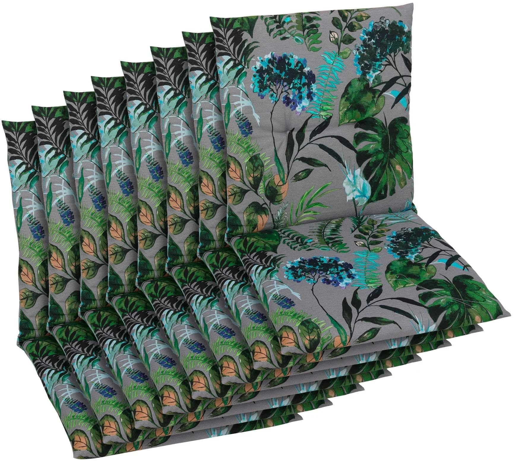 GO-DE Sitzauflage Set 8-tlg. Grün Anthrazit Baumwolle Polyester