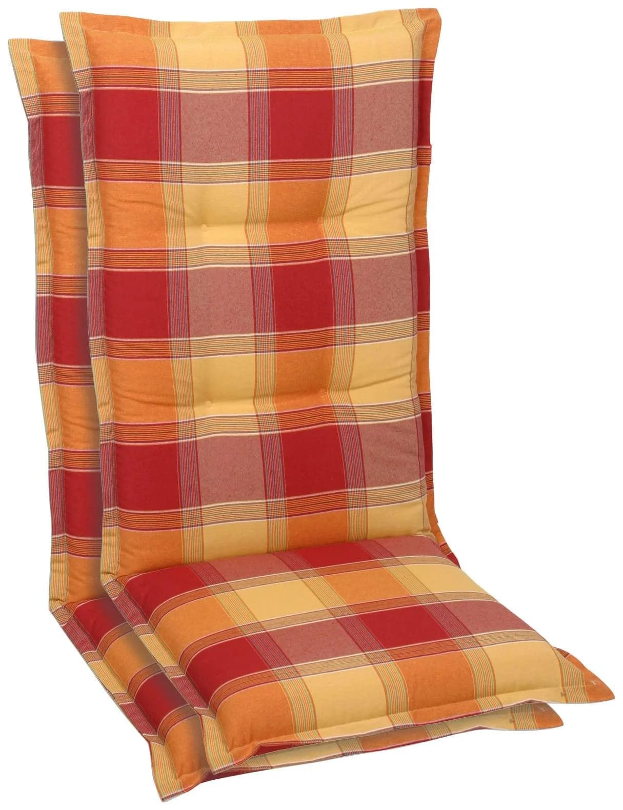 GO-DE Hochlehnerauflage Set 2-tlg. Kariert Gelb Rot Terracotta