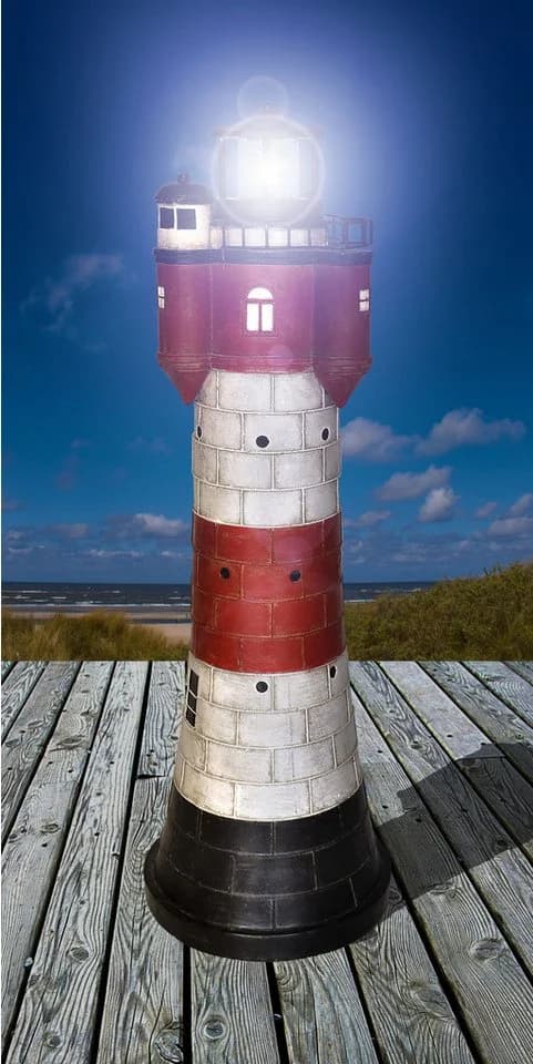 Jürgen Westerholt Solar-Leuchtturm Roter Sand LED Dekoobjekt Rot/Weiß