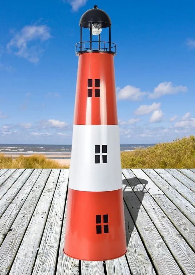 Jürgen Westerholt GmbH LED Solar-Leuchtturm Rot/Weiß/Schwarz