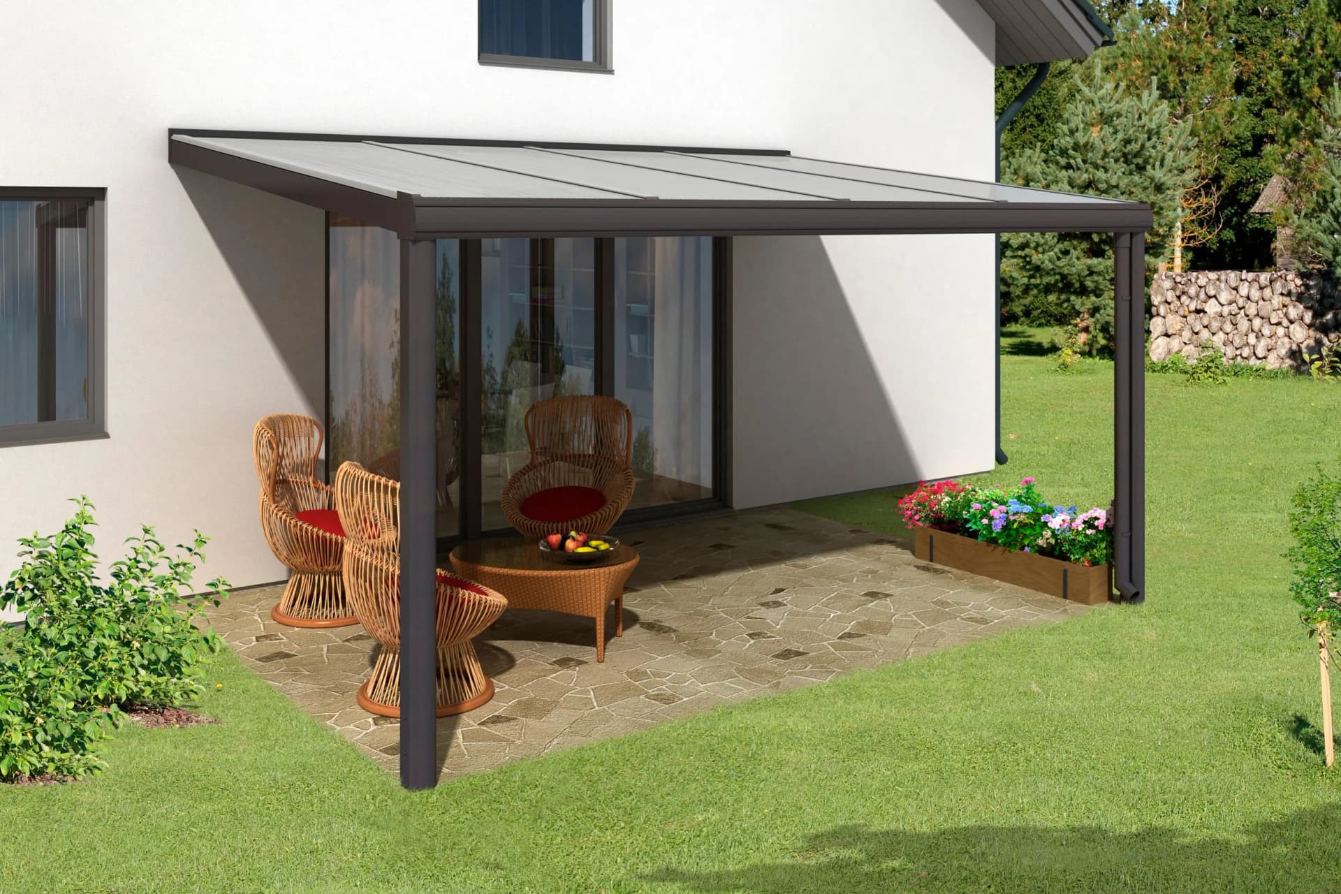 Terrassendach SKANHOLZ Genua Anthrazit Aluminium 434 cm