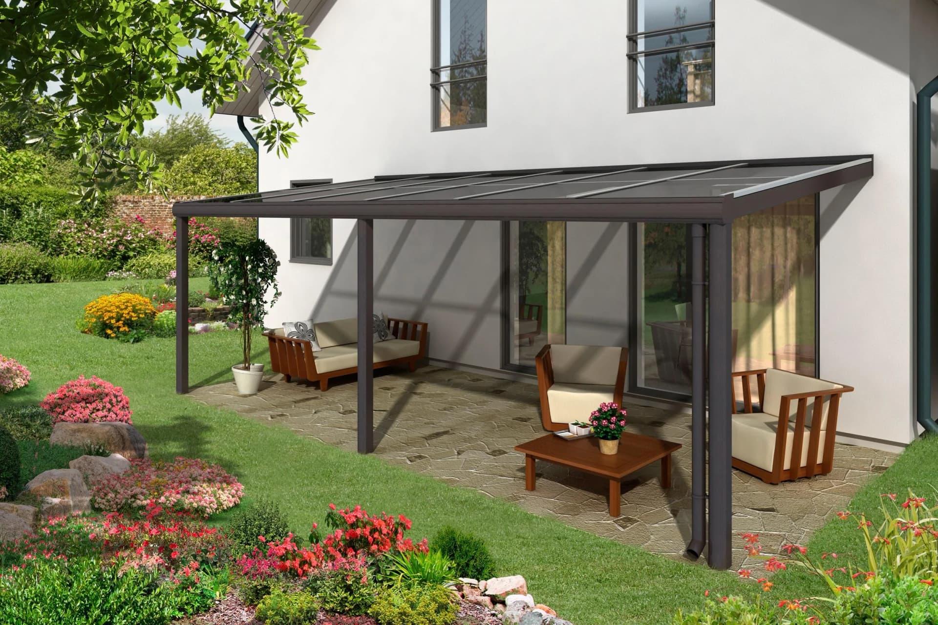 Terrassendach SKANHOLZ Monza Anthrazit Aluminium 648cm
