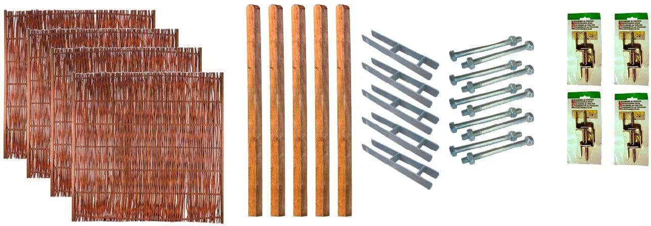 Weidenzaun TETZNER & JENTZCH Fontana 2 Braun Stahl Weidengeflecht 4 Elemente