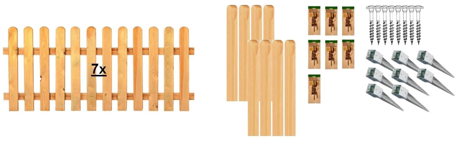 Lattenzaun TETZNER & JENTZCH Houston 5 Grün/Braun Massivholz Stahl 7 Elemente