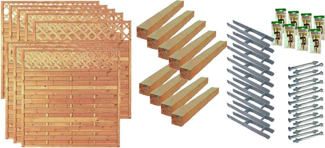 Dichtzaun TETZNER & JENTZSCH Memphis 6 Grün Braun Massivholz Stahl