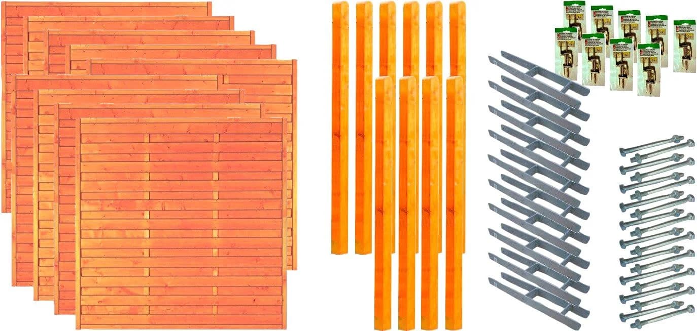 Dichtzaun TETZNER & JENTZSCH San Diego 7 Piniefarben Massivholz Stahl