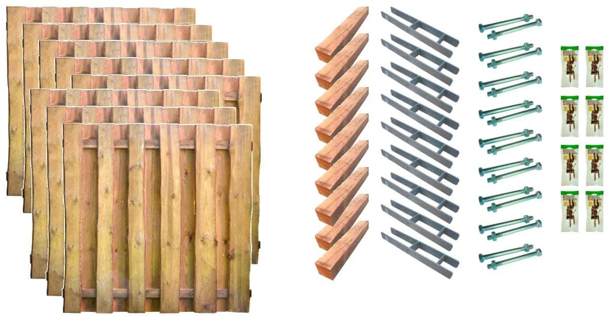 Bohlenzaun TETZNER & JENTZCH Seattle 6 Grün/Braun Holzwerkstoff 8 Elemente