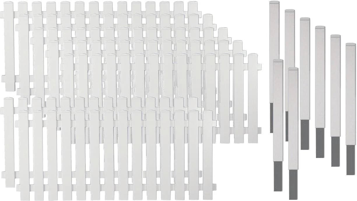 Gartenzaun TETZNER & JENTZSCH Lexington 5 Weiß PVC 80 cm 7 Elemente 13,32 m 8 Alu-Pfosten
