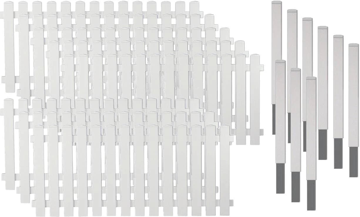 Gartenzaun TETZNER & JENTZSCH Lexington 6 Weiß PVC 80 cm 8 Elemente 15,21 m 9 Alu-Pfosten