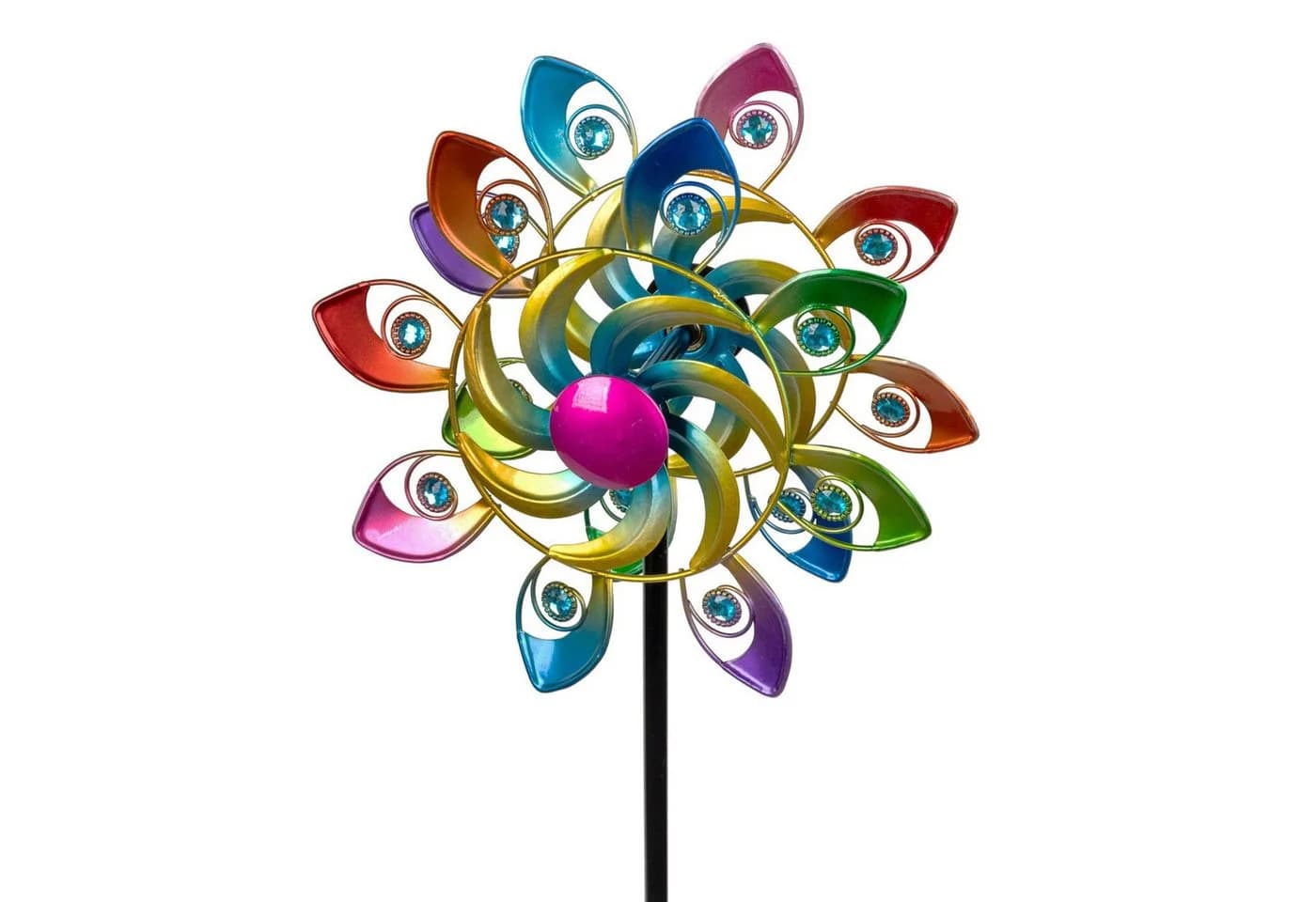 formano Gartenfigur Buntes Windrad Metall Windspiel Windmühle 109 cm