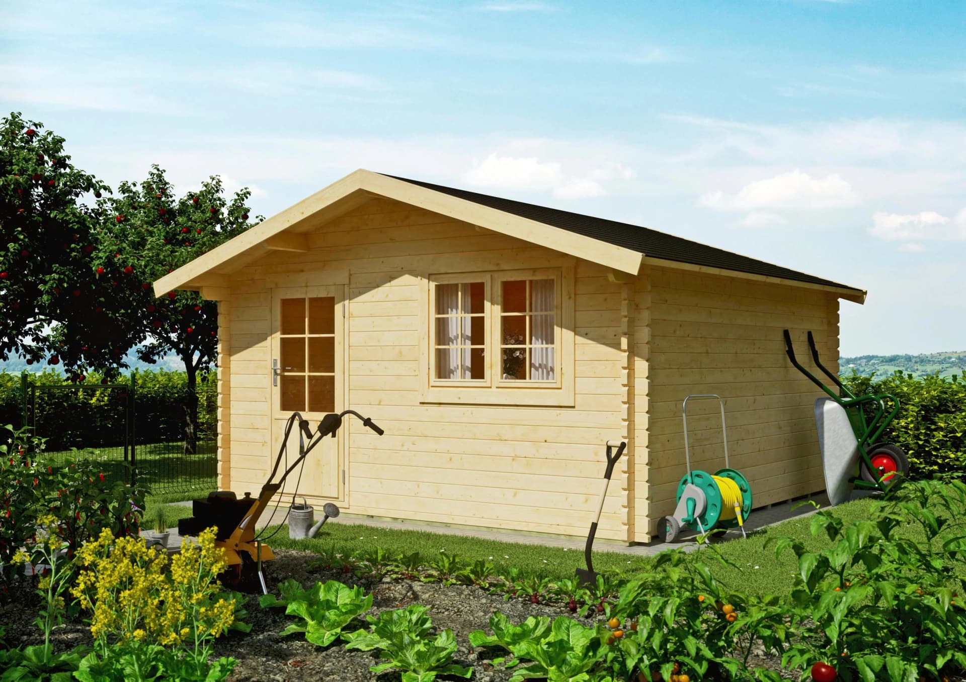 Gartenhaus KIEHN-HOLZ "Fronberg" Naturbelassen Fichtenholz