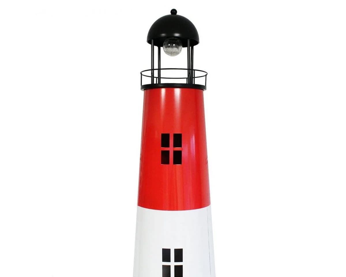 colourliving Solar Leuchtturm Garten Metall LED Rot Weiß Schwarz