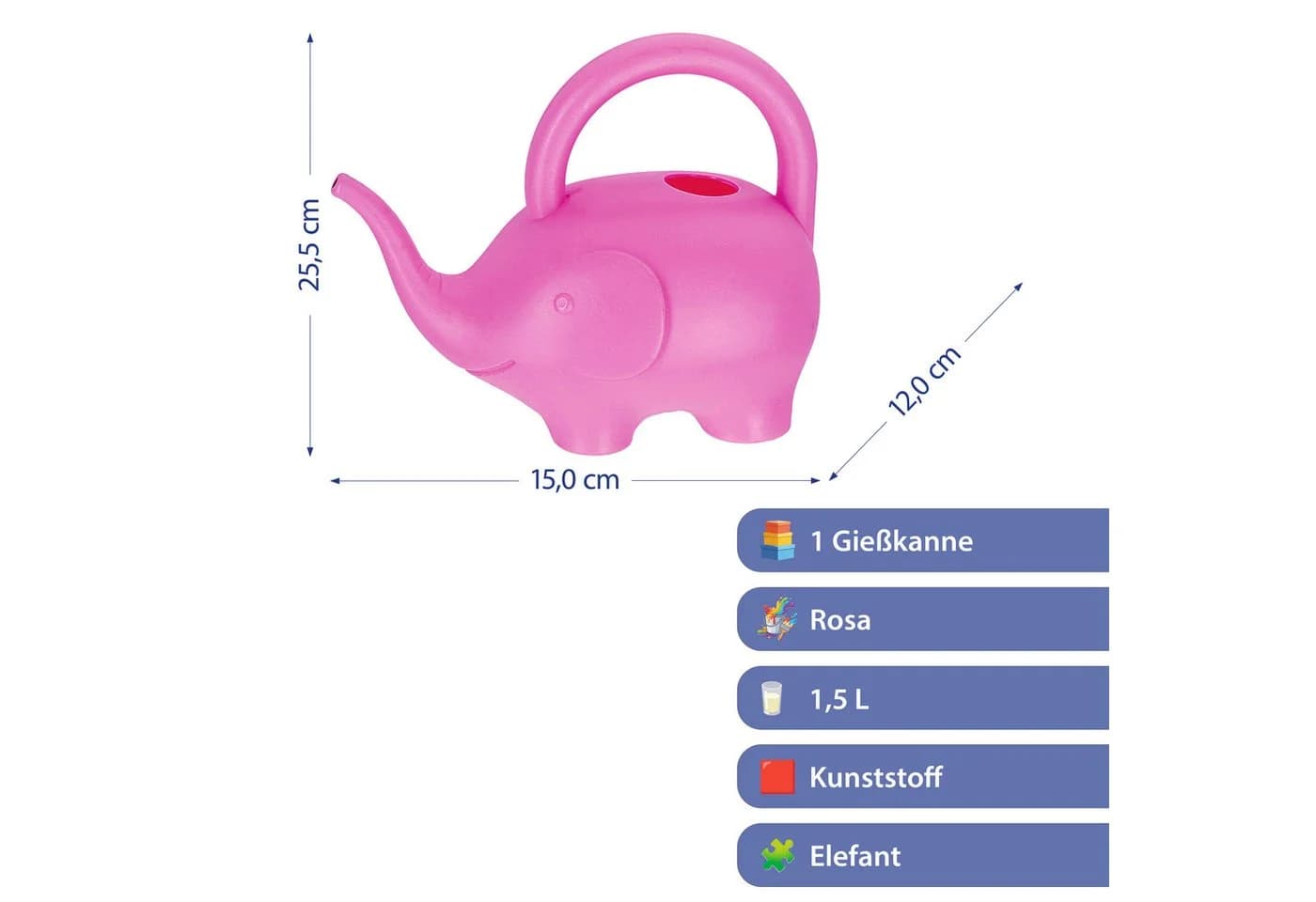 CEPEWA Kinder-Gießkanne Elefant Rosa Kunststoff
