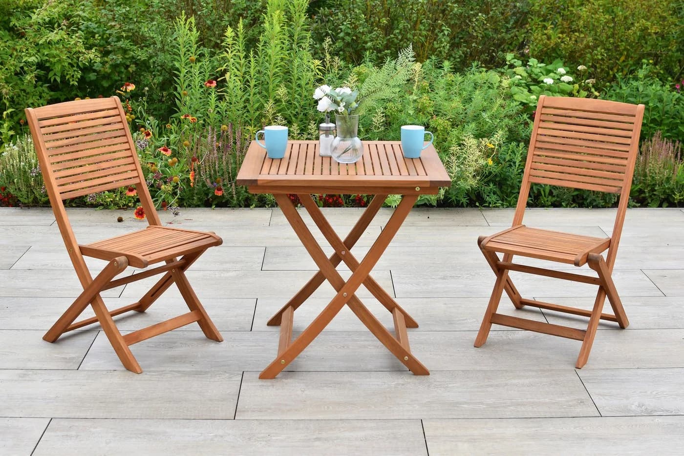 MERXX Balkonset Bali 3-tlg. mit Klappstühlen und Klapptisch Akazienholz Beige