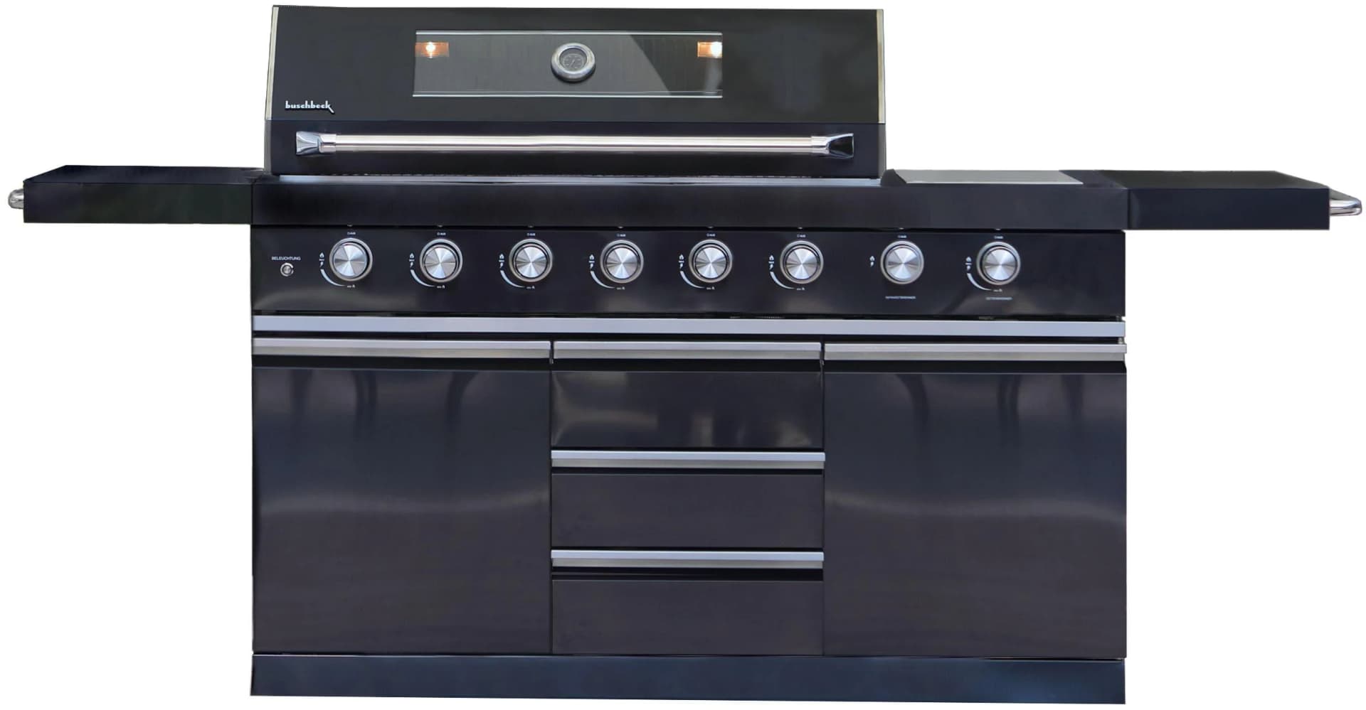 BUSCHBECK Outdoor-Küche Chester Schwarz mit 8 Brennern und Sizzle Zone