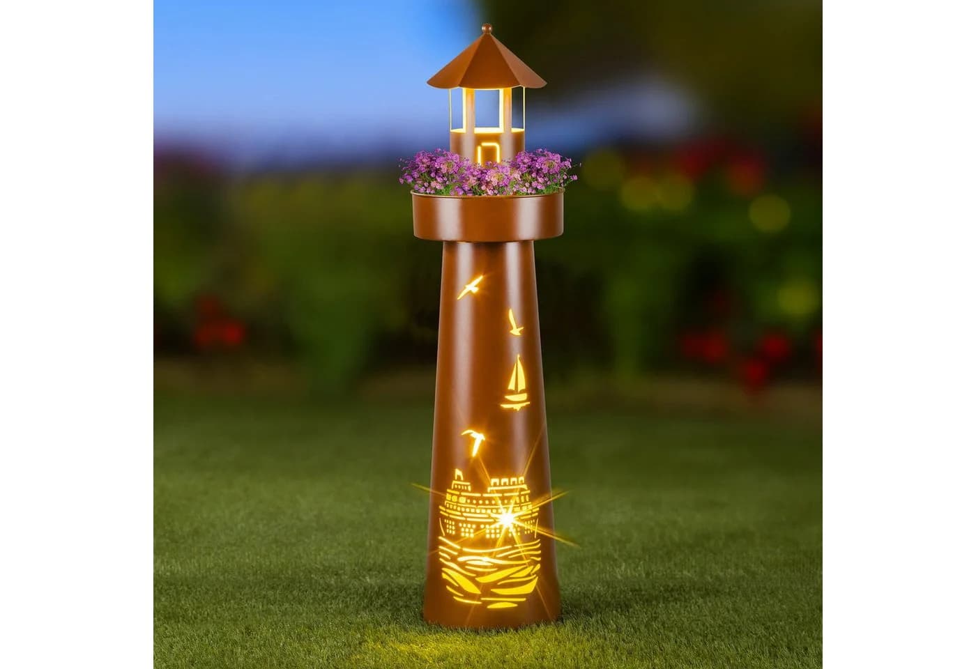 Haushalt International LED-Leuchtturm Rostoptik mit Timer