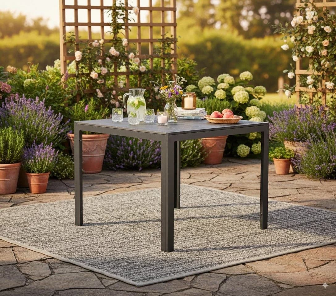 LEX Gartentisch Comfort 80x80 Nonwood Schwarz Aluminium