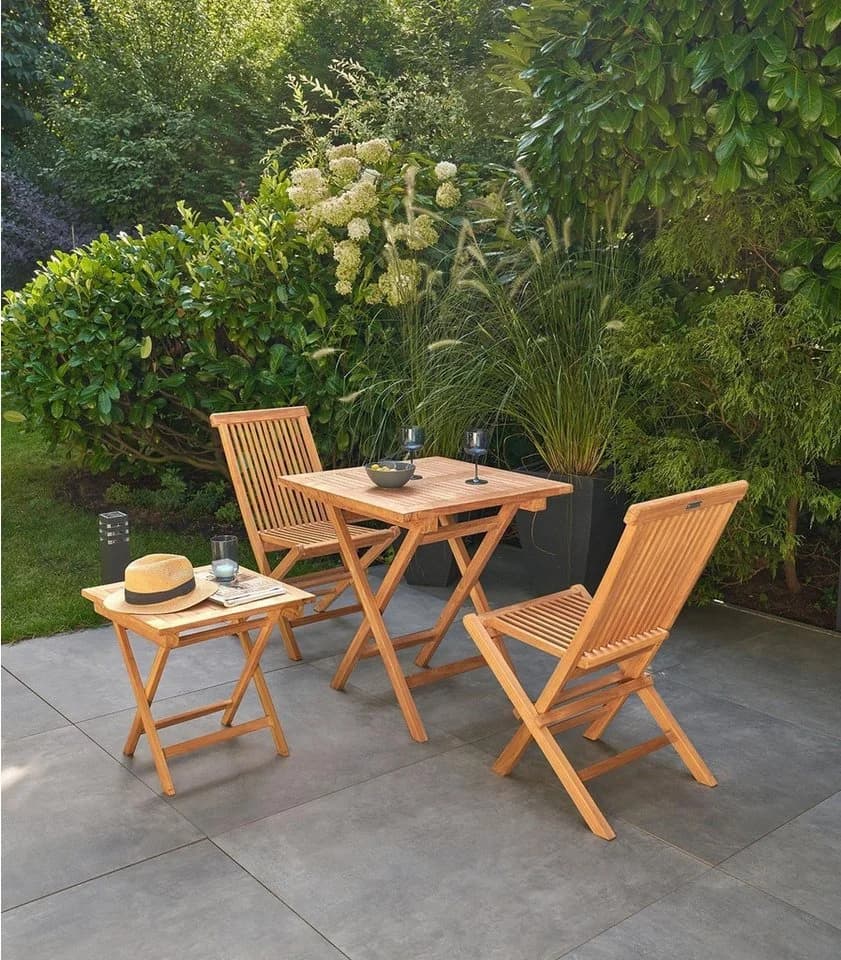 Outdoor Beistelltisch RIVA Braun Teakholz Klappbar