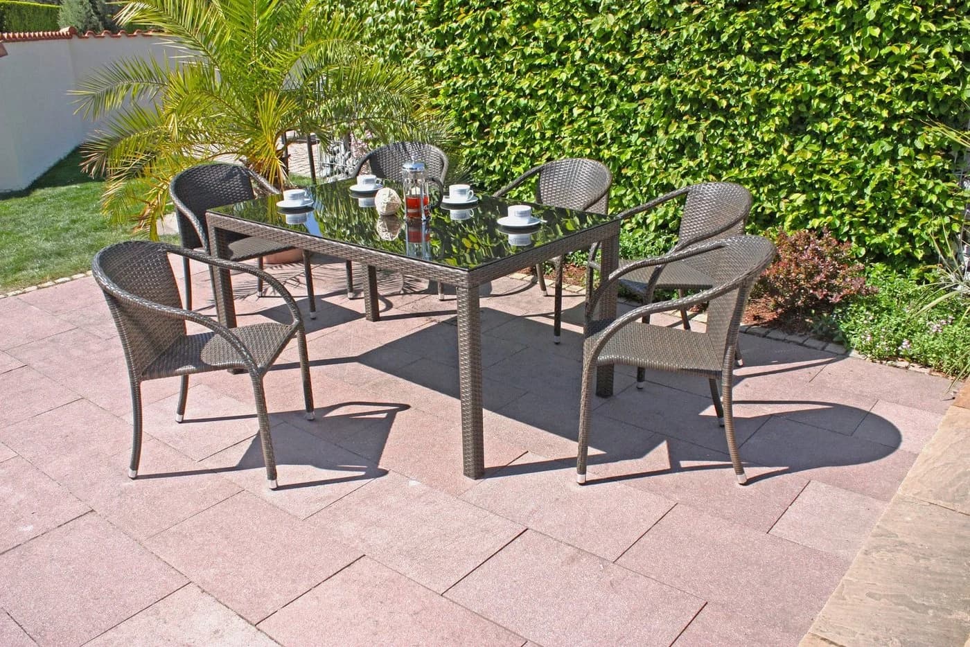 GARDEN PLEASURE RIGA Stapelstuhl 2er Set Coffee Kunststoff Aluminium