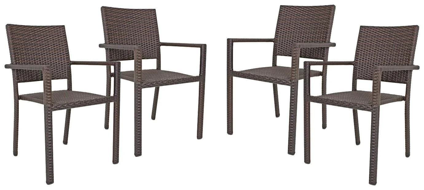 Garden Pleasure Stapelstuhl MALAGA 4er Set Coffee Kunststoff Aluminium