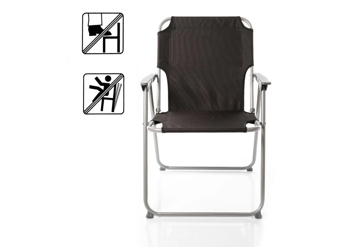 BigDean Klappstuhl Set 4x Schwarz Silber Grau Faltstuhl Camping