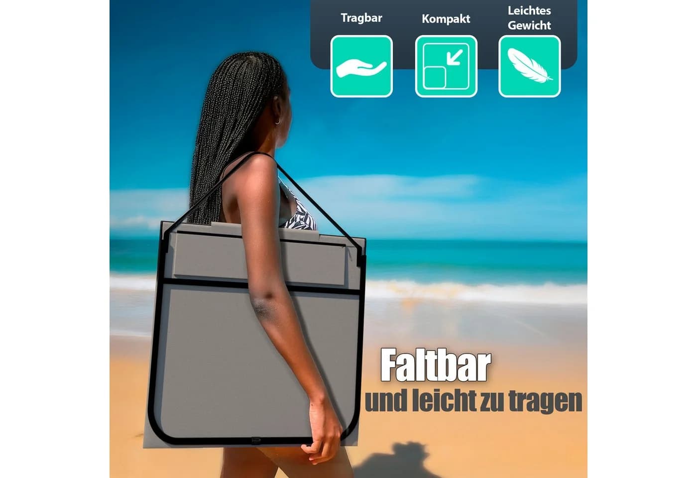 BigDean Strandliege 2er Set Klappbar Grau Oxford-Gewebe