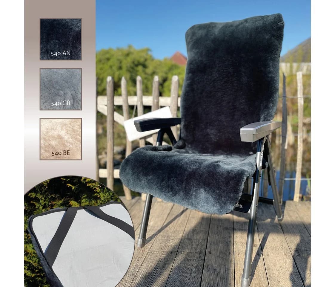 Heitmann Felle Lammfell-Auflage Grau für Garten- und Campingstühle