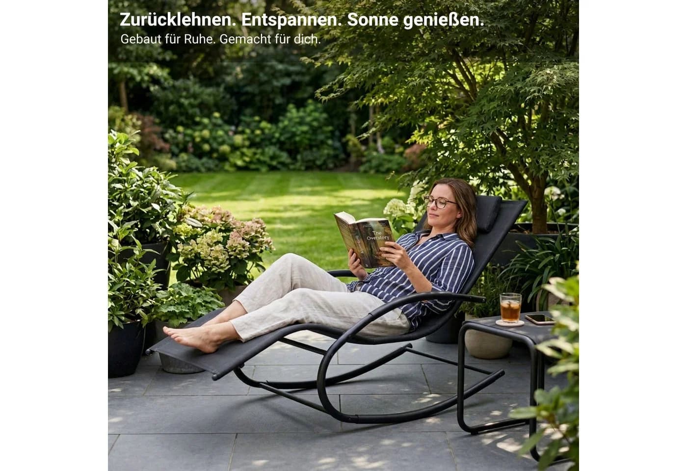 NovaTerra Gartenlounge-Set Premium Sun Lounger Schwarz Wetterfest