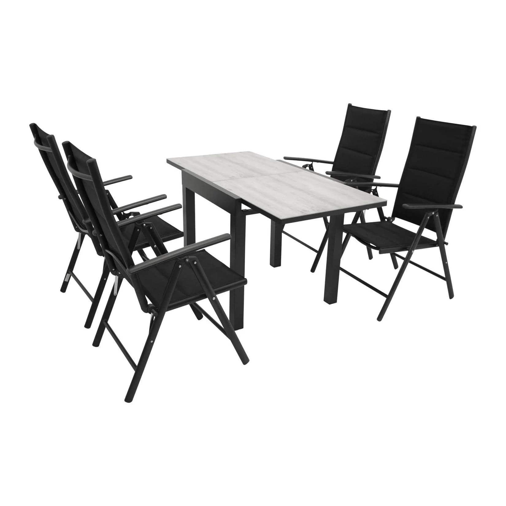DEGAMO Relaxsessel NIZZA Schwarz Stufenlos Verstellbar Klappbar