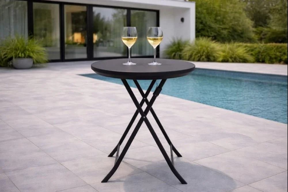 DEGAMO Gartentisch Milano 60cm rund klappbar Metall anthrazit Stahl schwarz