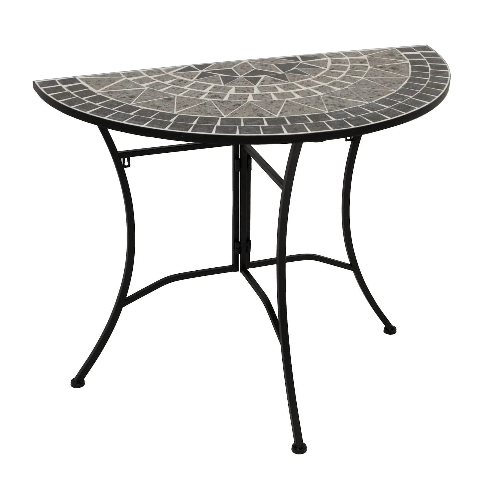 DEGAMO Wandtisch SIENA Halbrund Mosaik Grau Weiss