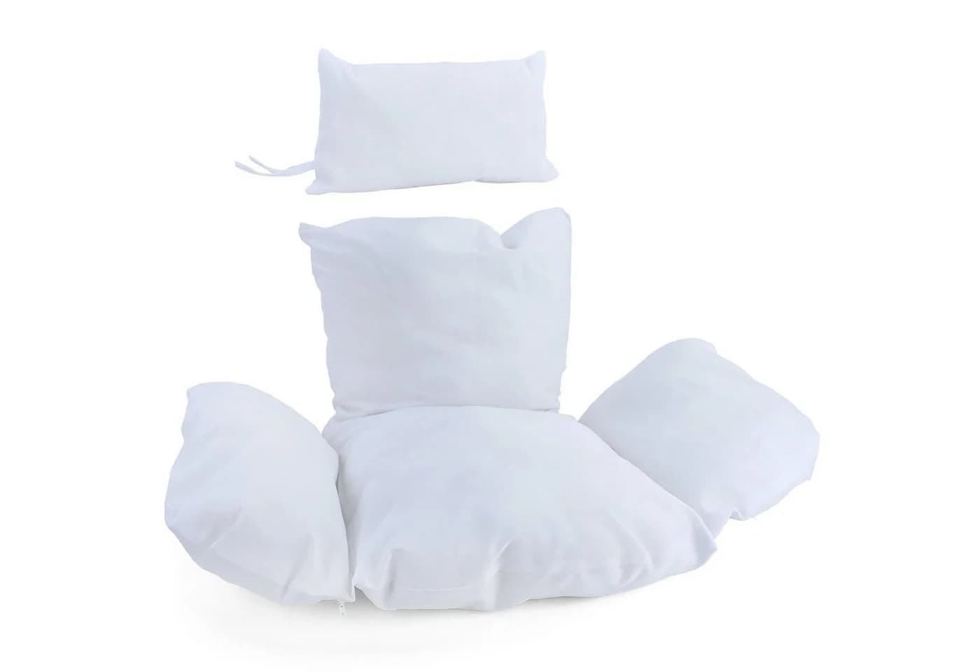 RAMROXX Hängestuhl Kissen für Korb inkl. Rückenteil 2-teiliges Set Weiss