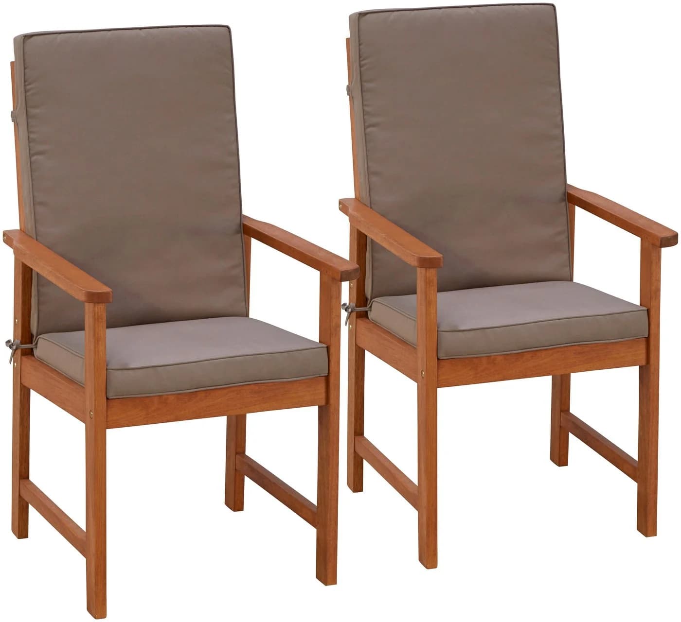 MERXX Gartenstuhl Montana 2er Set Braun Massivholz mit Kissen