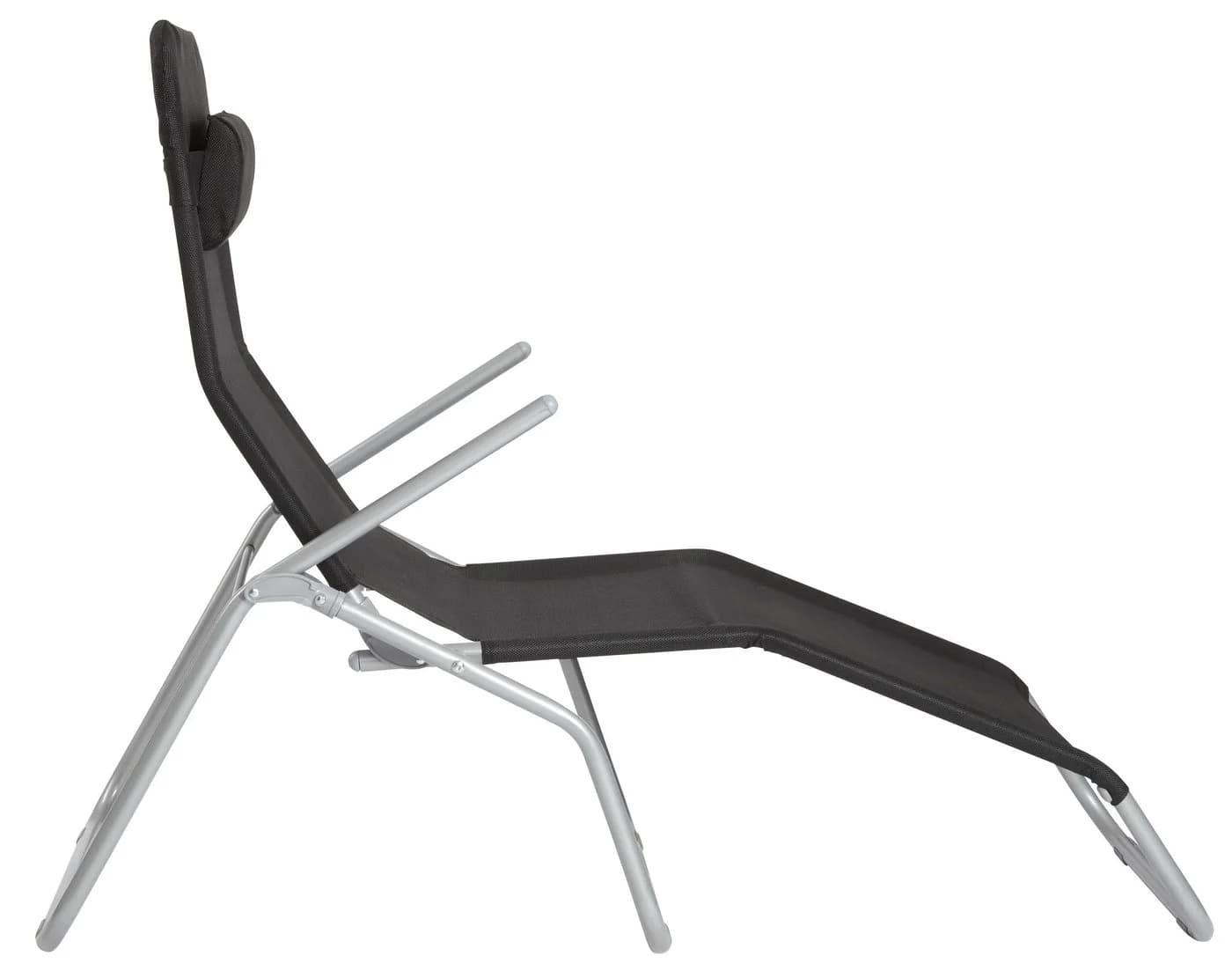 Gartenliege MERXX XXL Schwarz/Silber mit Kopfkissen