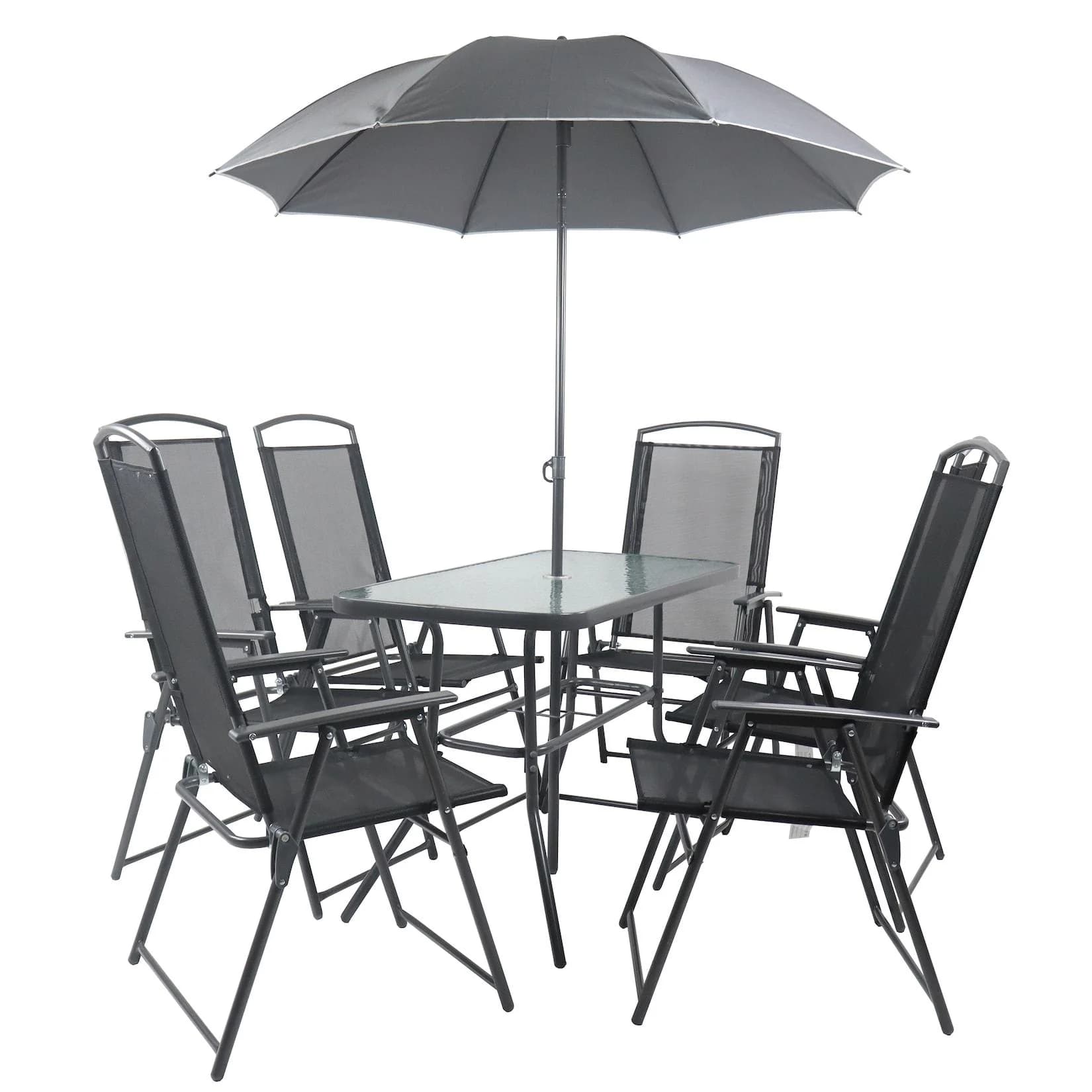 VCM Garten-Essgruppe 5-tlg. Anthrazit Stahl Glas