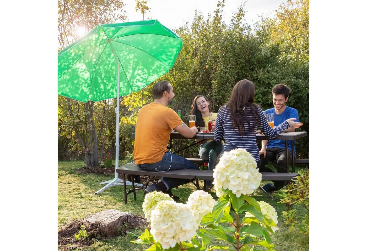 RELAXDAYS Sonnenschirmständer Weiß Dreifuß Klappbar
