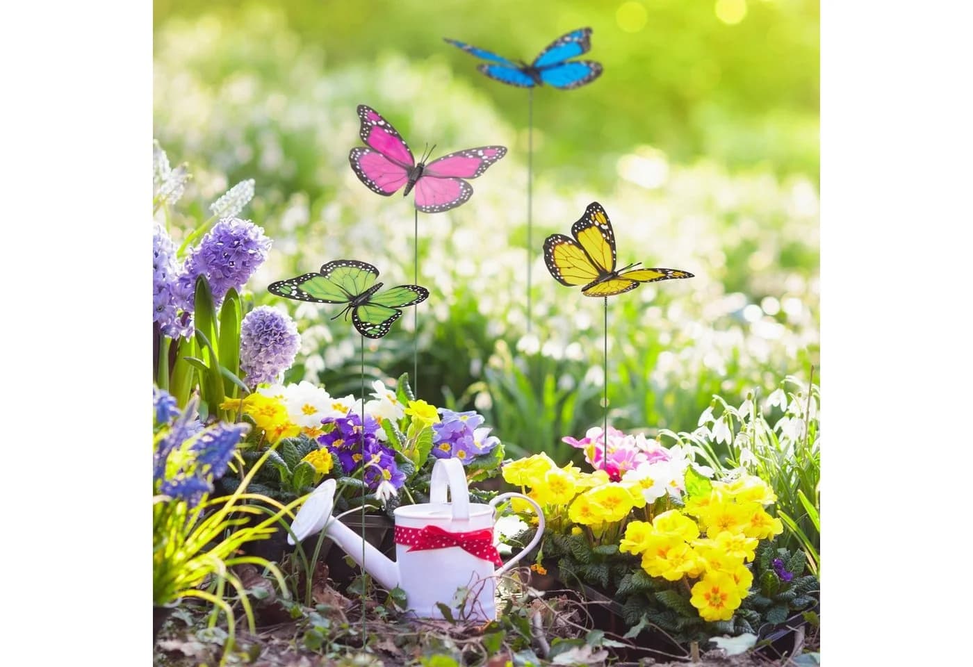relaxdays Schmetterlings-Set 36-tlg. Bunt PVC Metall Gartenfigur